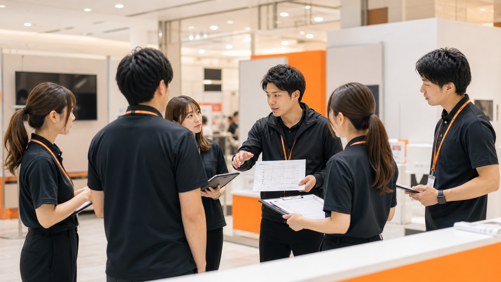 朝礼・接客・運営指示が伝わる写真